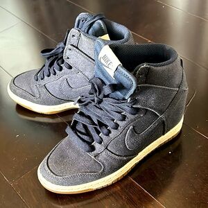 Nike Dunk Sky High Essential Hidden Wedge Heel Shoes Black White Gum Women’s 6